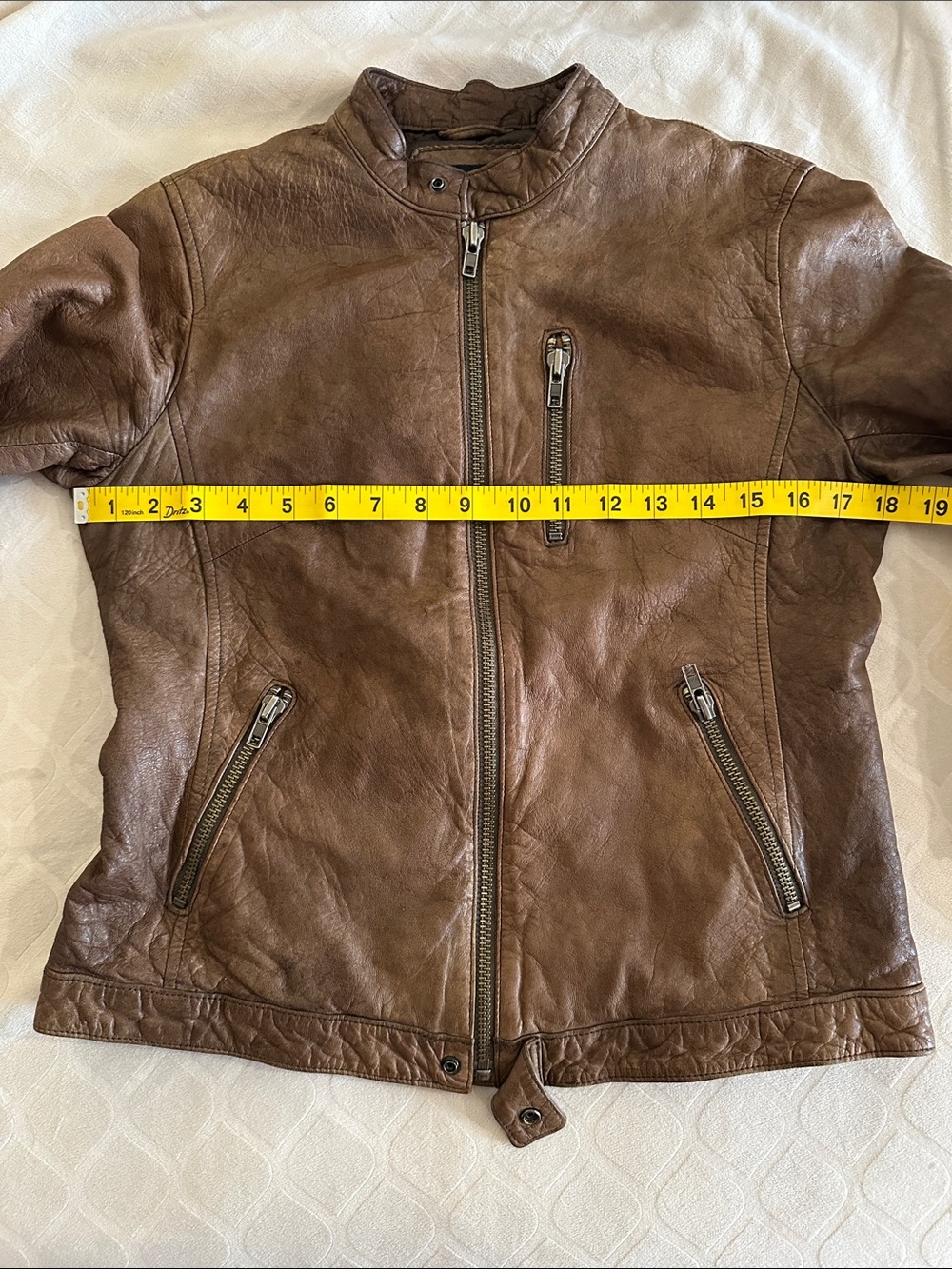 Brown Women's Leather Moto Jacket - Picture 15 of 16